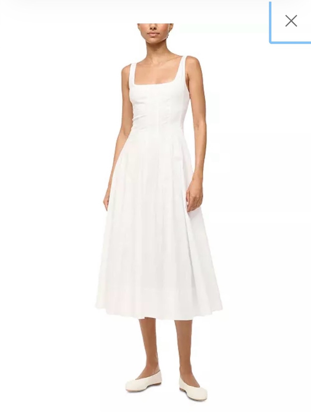 Staud White Square-Neck Midi Dress - Women's